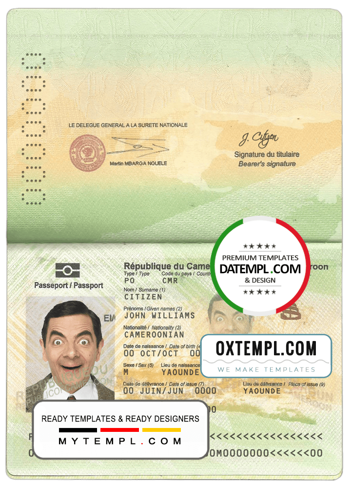 editable template, Cameroon passport template in PSD format - Templ.pro ...